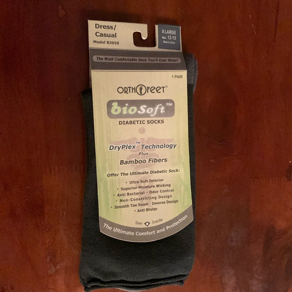 OrthoFeet biosoft diabetic dress/casual sock size XL 12-15
